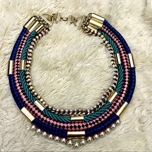 Necklace Multi Color Gold, Pearls and Zirconia